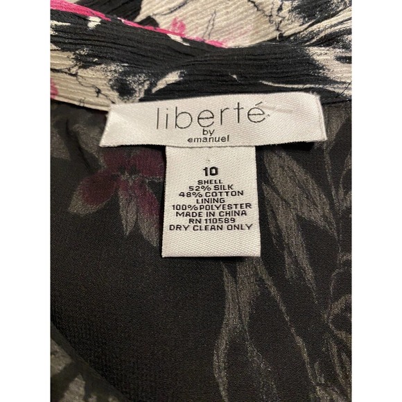 Liberte Ungaro Silk Shirt Dress Button Down Black Floral Short Sleeve Be… - Picture 7 of 7